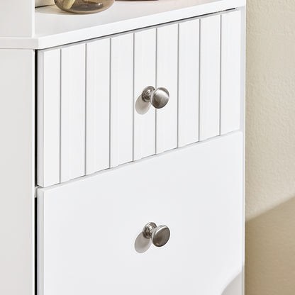 SoBuy | Hochschrank mit 2 Türen | Aufbewahrungsschrank | schmaler Badschrank Weiß | BZR193-W