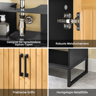 SoBuy | Waschbeckenunterschrank | Badezimmerschrank 60 cm breit | Schwarz | BZR202-SCH