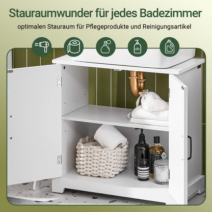 SoBuy | Waschbeckenunterschrank 60 cm | Badezimmerschrank Weiß | MDF | BZR205-W