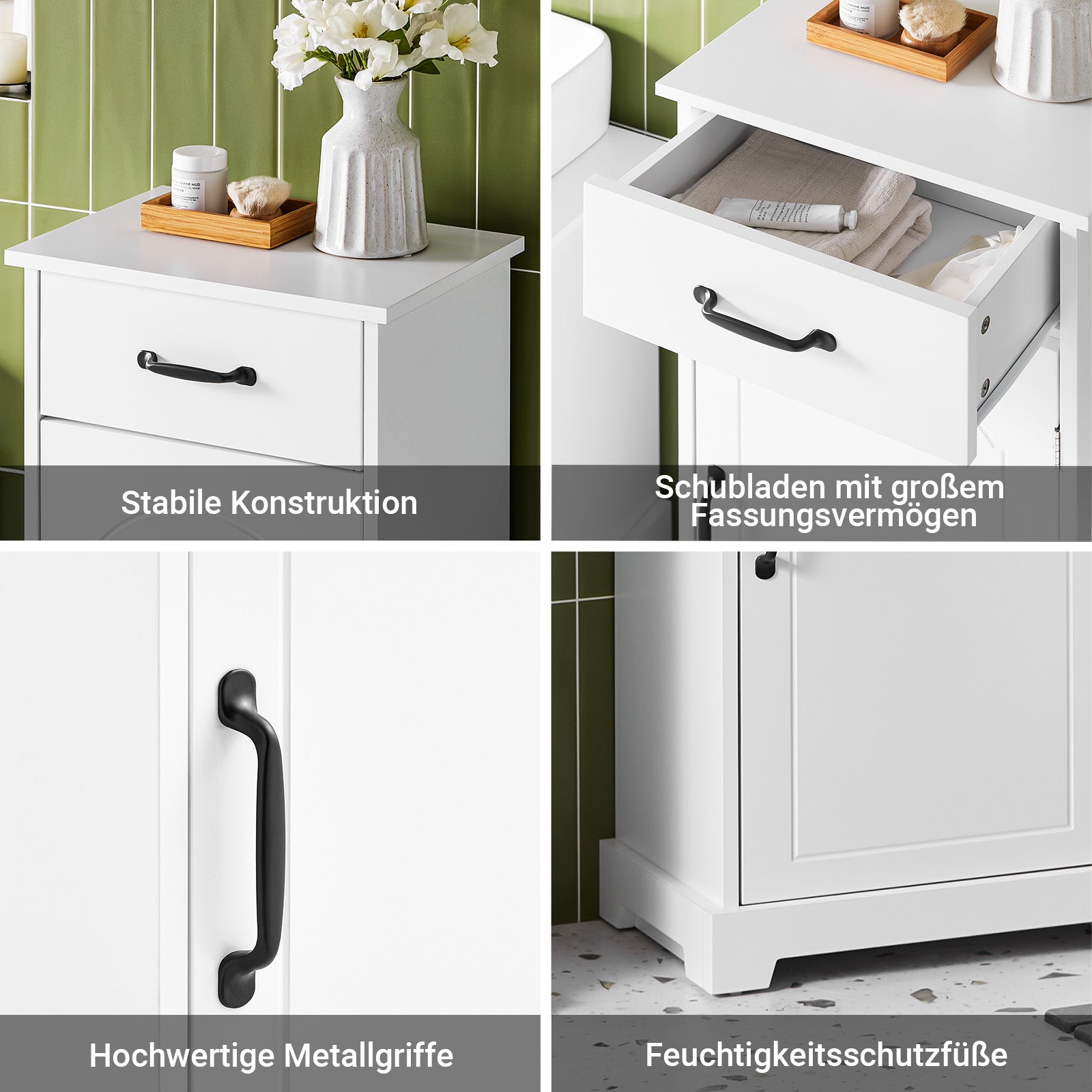 SoBuy | Badezimmerschrank | Schmaler Badschrank mit verstellbaren | Weiß | 42x30x93cm | BZR207-W