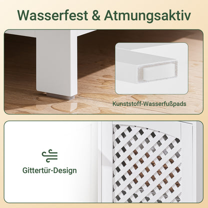 SoBuy | Badezimmerschrank Hoch Badschrank Schmal mit 2 Türen & Offenem Regal | Weiß 45x41.5x170cm | BZR209-W