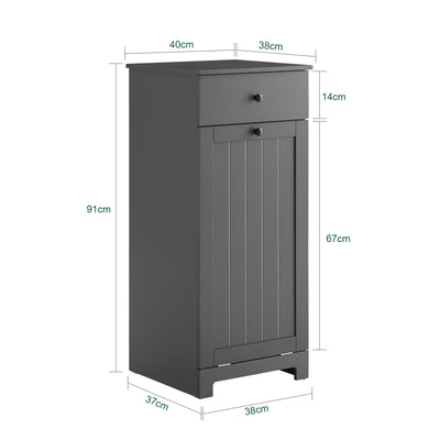 SoBuy | Wäscheschrank mit Wäschesack | Wäschesammler | Wäschekorb Dunkelgrau | BZR21-II-DG