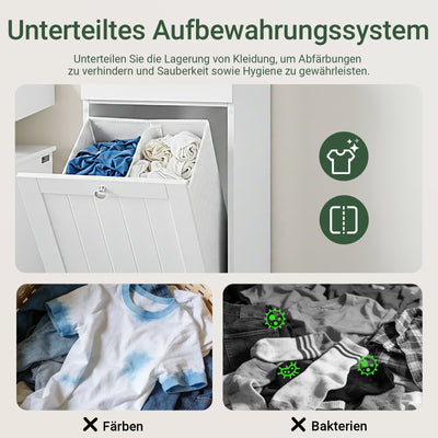 SoBuy | Wäscheschrank | mit Wäschesack | Wäschesammler | Wäschekorb Weiß | BZR21-II-W