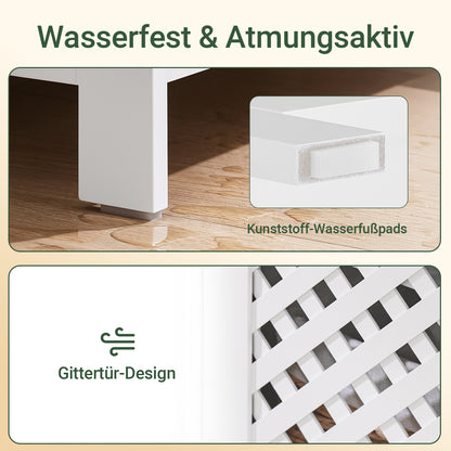 SoBuy | Waschbeckenunterschrank | Badezimmerschrank | mit 2 Türen & Offenem Regal | Weiß | BZR210-W