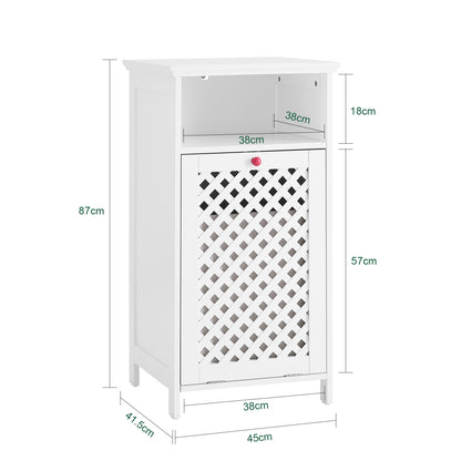 SoBuy | Badezimmerschrank | mit Wäschekorb & Offenem Fach | Wäschesammler | Weiß | BZR211-W