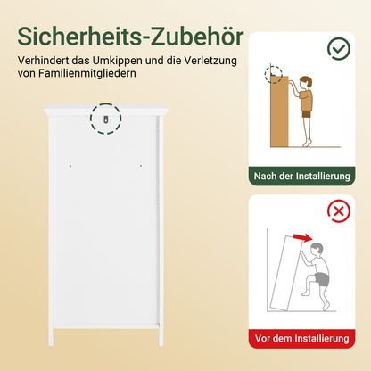 SoBuy | Badezimmerschrank | mit Wäschekorb & Offenem Fach | Wäschesammler | Weiß | BZR211-W