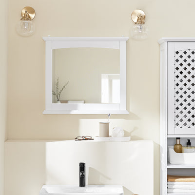 SoBuy | Badspiegel mit Ablage | Wandspiegel | Spiegel Weiß | BZR212-W