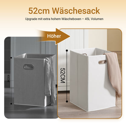 SoBuy | Hochschrank schmal | mit 2 Wäschekörben | 2 Schubladen | Weiß | BZR215-W
