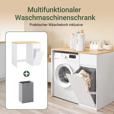 Vorverkauf | SoBuy | Waschmaschinenschrank | mit Wäschekorb & Schublade | Weiß BZR217-WN
