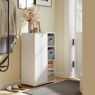 SoBuy Badezimmerschrank mit Wäschekorb schmal Weiß 50 cm 2 Stoffschubladen BZR218-W