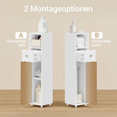 SoBuy | Badschrank Schmal 20cm | Toilettenpapierschrank mit Schublade Weiß | BZR219-W