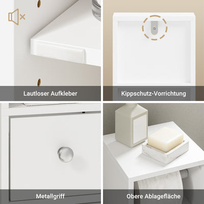 SoBuy | Badschrank Schmal 20cm | Toilettenpapierschrank mit Schublade Weiß | BZR219-W