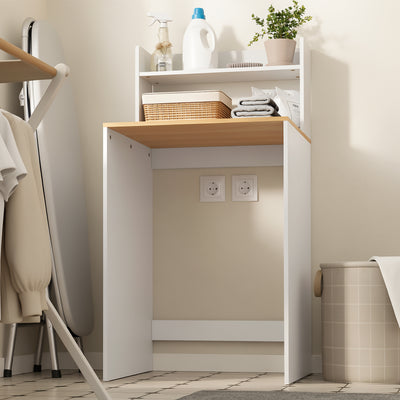 SoBuy Waschmaschinenschrank Waschküchen Organizer offenes Fach Weiß 65x60x126 cm BZR224-WN