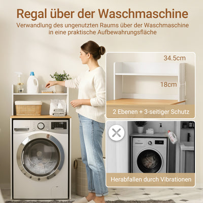 SoBuy Waschmaschinenschrank Waschküchen Organizer offenes Fach Weiß 65x60x126 cm BZR224-WN