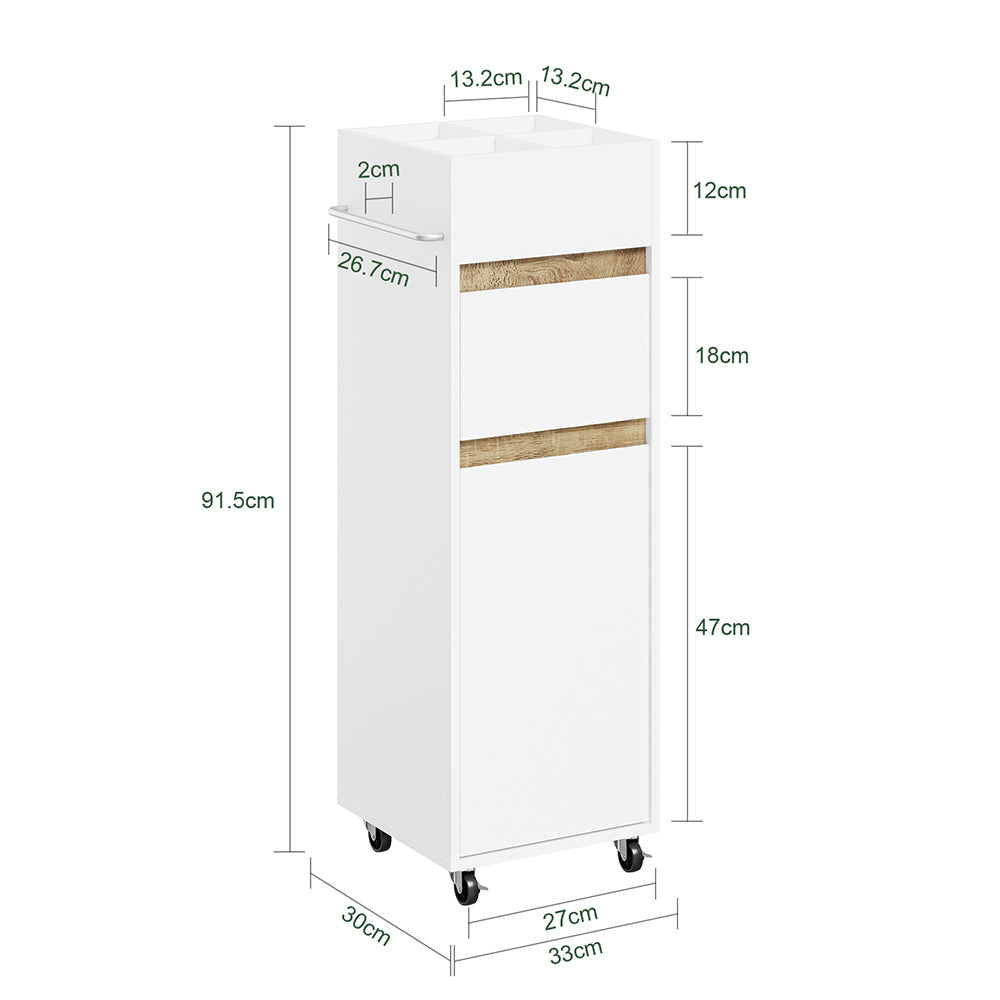SoBuy | Badezimmer Hochschrank | Badezimmerschrank schmal Nischenregal Weiß | White | BZR225-WN