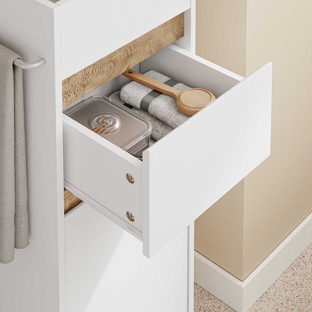SoBuy | Badezimmer Hochschrank | Badezimmerschrank schmal Nischenregal Weiß | White | BZR225-WN