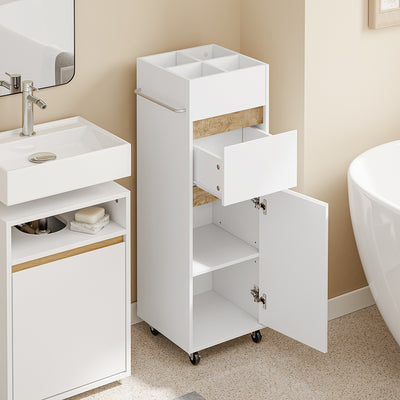 SoBuy | Badezimmer Hochschrank | Badezimmerschrank schmal Nischenregal Weiß | White | BZR225-WN