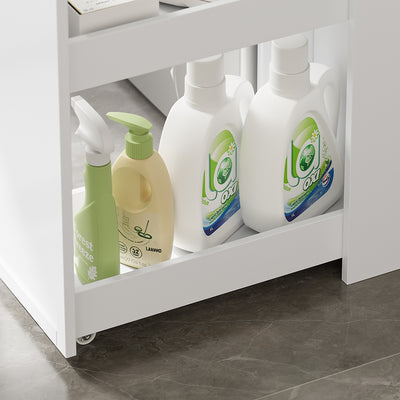 SoBuy | Waschmaschinenregal | Waschmaschinenunterschrank mit Schublade und Auszug | White | BZR229-W