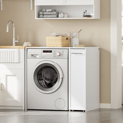 SoBuy | Waschmaschinenregal | Waschmaschinenunterschrank mit Schublade und Auszug | White | BZR229-W