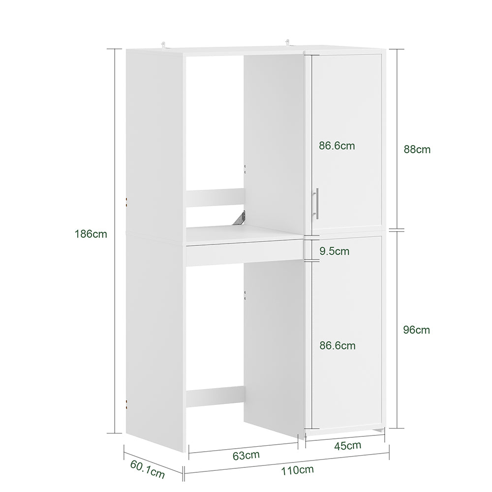 SoBuy | Wäschesammler | Waschmaschinenschrank mit Türen und Schublade | White | BZR231-W