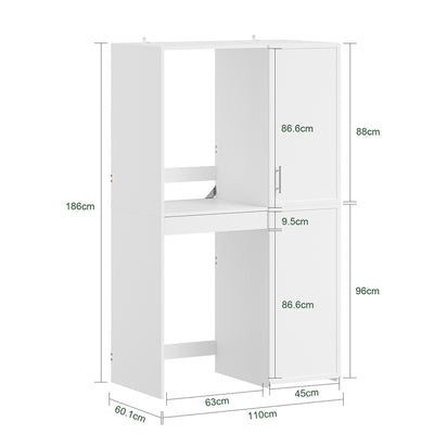 SoBuy | Wäschesammler | Waschmaschinenschrank mit Türen und Schublade | White | BZR231-W