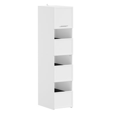 SoBuy | Wäschesammler | Mehrzweckschrank Weiß mit 4 Türen und Wäschesammler | White | BZR232-W