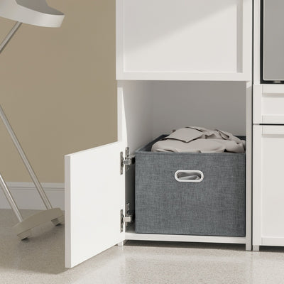 SoBuy | Wäschesammler | Mehrzweckschrank Weiß mit 4 Türen und Wäschesammler | White | BZR232-W