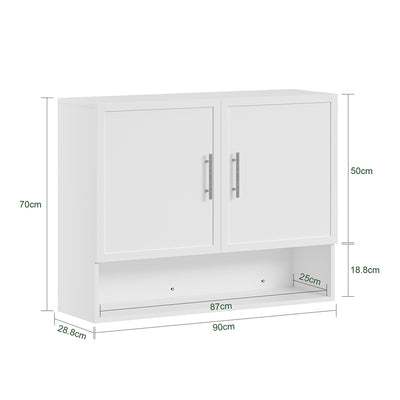 SoBuy | Hangeschrank | Wandschrank hängend mit 2 Türen | White | 90×70×28.5 cm | BZR233-W