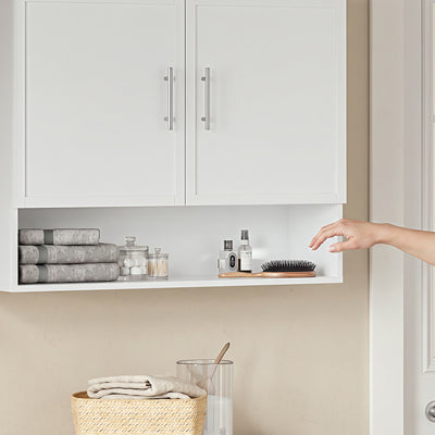 SoBuy | Hangeschrank | Wandschrank hängend mit 2 Türen | White | 90×70×28.5 cm | BZR233-W