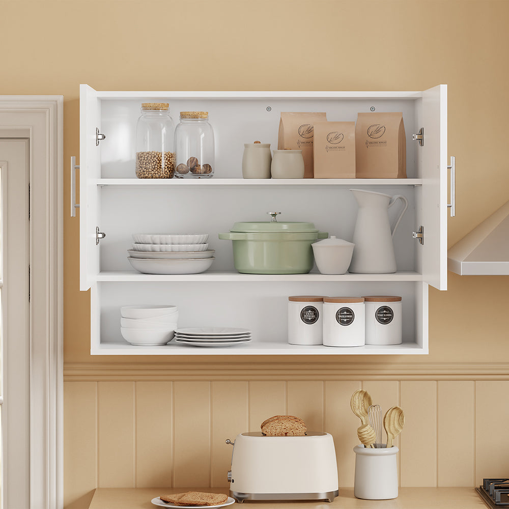 SoBuy | Hangeschrank | Wandschrank hängend mit 2 Türen | White | 90×70×28.5 cm | BZR233-W