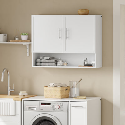 SoBuy | Hangeschrank | Wandschrank hängend mit 2 Türen | White | 90×70×28.5 cm | BZR233-W