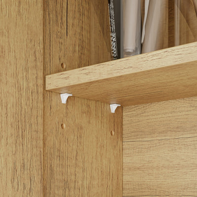SoBuy Hangeschrank Spiegelschrank Bad mit Beleuchtung und Steckdose Helle Eiche BZR238-E-N