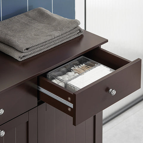 SoBuy | Wäscheschrank mit 2 Wäschesäcke | Wäschesammler | Wäschekorb | Braun | BZR33-BR