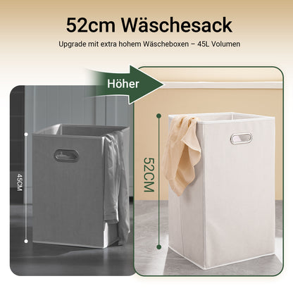SoBuy | Badezimmerschrank mit 2 Wäschesäcken | Wäschesammler | Wäschekorb Dunkelgrau | 78x90x38cm | BZR33-II-DG