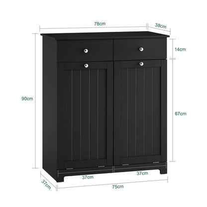 SoBuy | Wäscheschrank mit 2 Wäschesäcke | Wäschesammler | Wäschekorb | Schwarz | BZR33-II-SCH