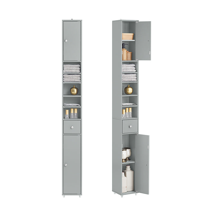 SoBuy Bad Hochschrank mit Verstellbare Ablagen schmal Hellgrau 20x180x20cm BZR34-HG