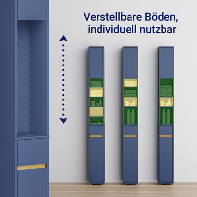 Vorverkauf | SoBuy Bad Hochschrank mit Verstellbare Ablagen schmal Blau 20x180x20cm BZR34-II-B