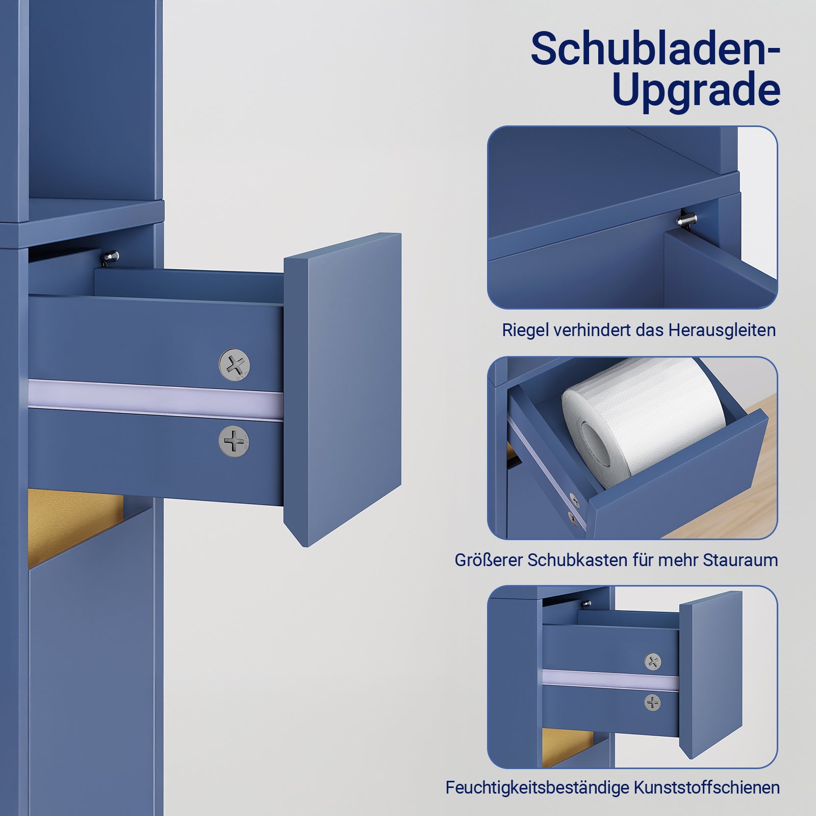 Vorverkauf | SoBuy Bad Hochschrank mit Verstellbare Ablagen schmal Blau 20x180x20cm BZR34-II-B