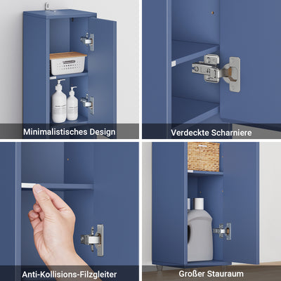 Vorverkauf | SoBuy Bad Hochschrank mit Verstellbare Ablagen schmal Blau 20x180x20cm BZR34-II-B