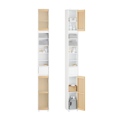 SoBuy Bad Hochschrank mit Verstellbare Ablagen | schmal Weiß 20x180x20cm BZR34-BW