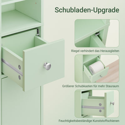 SoBuy | Badezimmer Hochschrank Schmal | mit Verstellbare Ablagen | Hellgrün | 20x180x20cm BZR34-II-GR