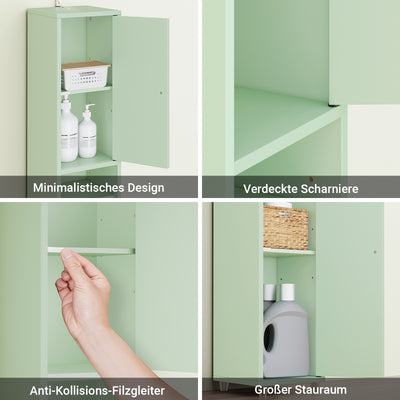 SoBuy | Badezimmer Hochschrank Schmal | mit Verstellbare Ablagen | Hellgrün | 20x180x20cm BZR34-II-GR