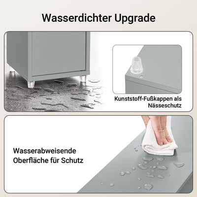 SoBuy | Bad Hochschrank | mit Verstellbare Ablagen schmal | Hellgrau | 20x180x20cm | BZR34-II-HG