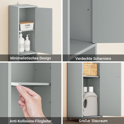 SoBuy | Bad Hochschrank | mit Verstellbare Ablagen schmal | Hellgrau | 20x180x20cm | BZR34-II-HG