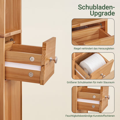 SoBuy | Bad Hochschrank | mit Verstellbare Ablagen schmal Zedernholz | 20x180x20cm | BZR34-II-SH