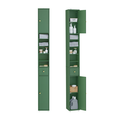SoBuy Bad Hochschrank mit Verstellbare Ablagen schmal Grün 20x180x20cm BZR34-II-SY