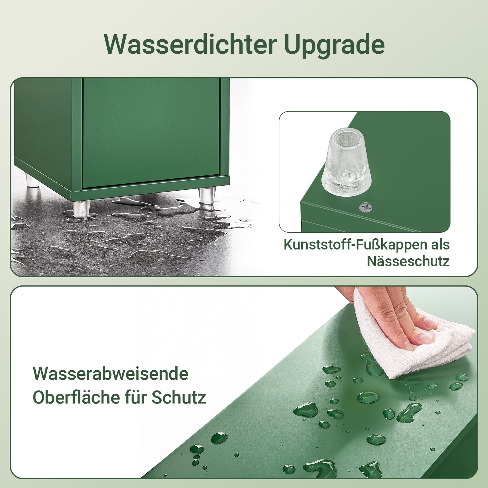 SoBuy Bad Hochschrank mit Verstellbare Ablagen schmal Grün 20x180x20cm BZR34-II-SY