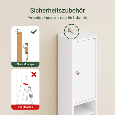 SoBuy | Badhochschrank | mit Verstellbare Ablagen schmal | Weiß | 20x180x20cm | BZR34-II-W