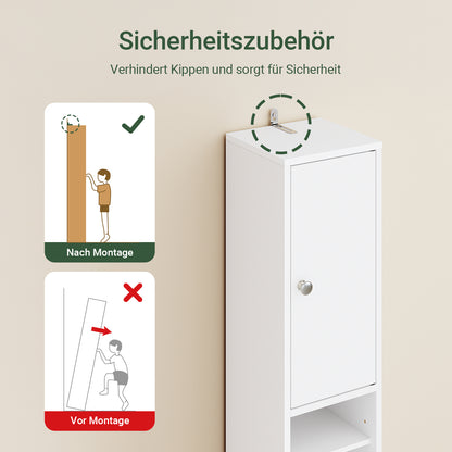 SoBuy | Badhochschrank | mit Verstellbare Ablagen schmal | Weiß | 20x180x20cm | BZR34-II-W