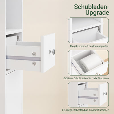 SoBuy | Badhochschrank | mit Verstellbare Ablagen schmal | Weiß | 20x180x20cm | BZR34-II-W